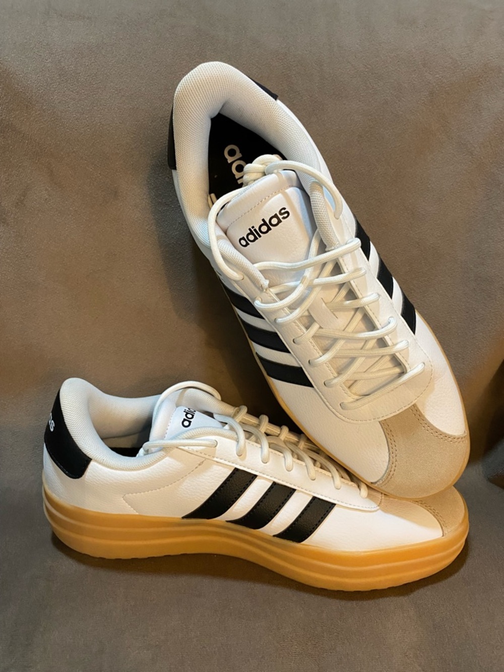 adidas White Black Gum-Soled Sneakers